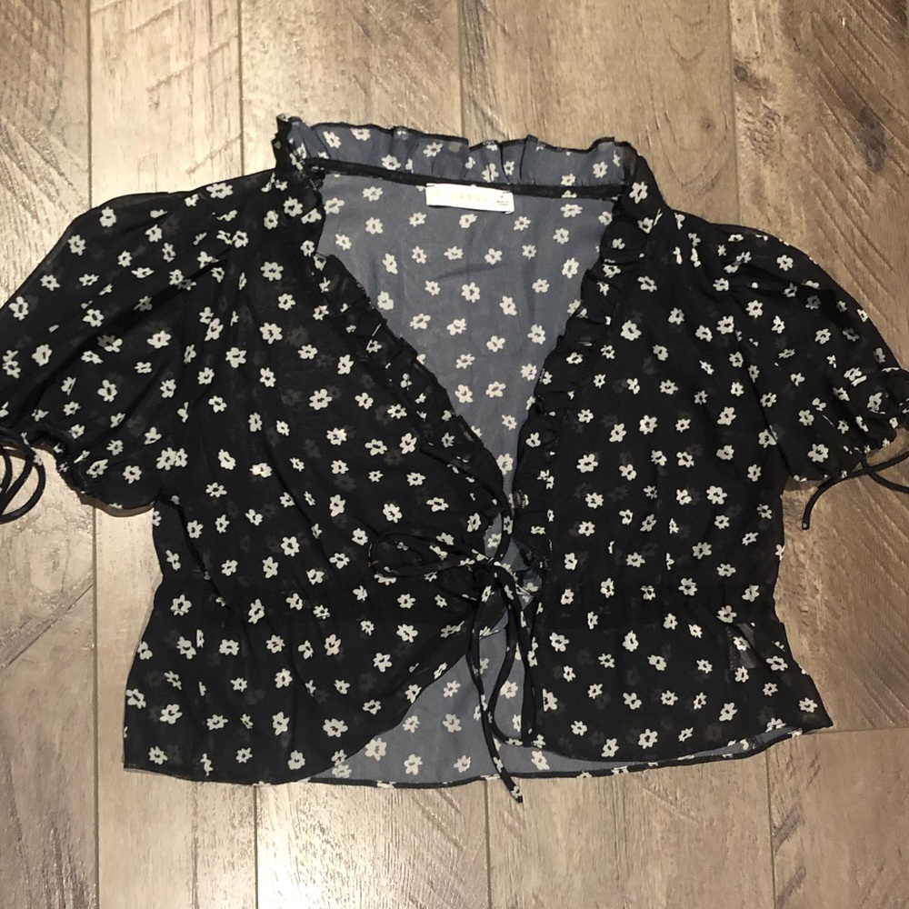 Floral tie front top